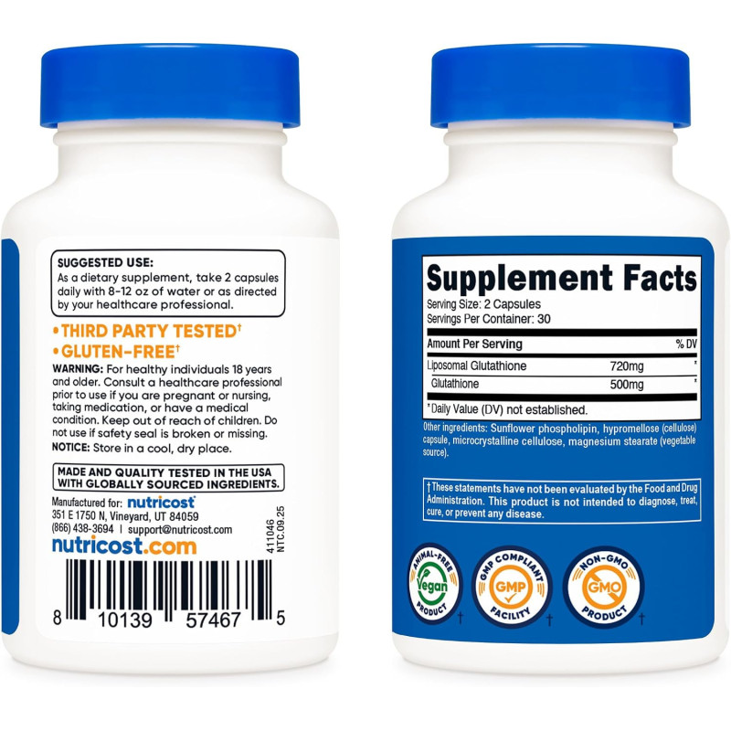 Glutatión Liposomal Nutricost 720mg 60cap
