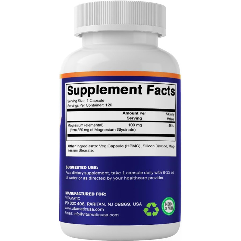 Glicinato de Magnesio Vitamatic 850mg 120cap Glicinato de Magnesio Vitamatic 850mg 120cap