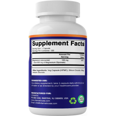 Glicinato de Magnesio Vitamatic 850mg 120cap