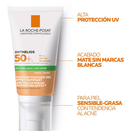 Anthelios Anti Brillo Toque seco FPS 50+ Con Color La Roche-Posay
