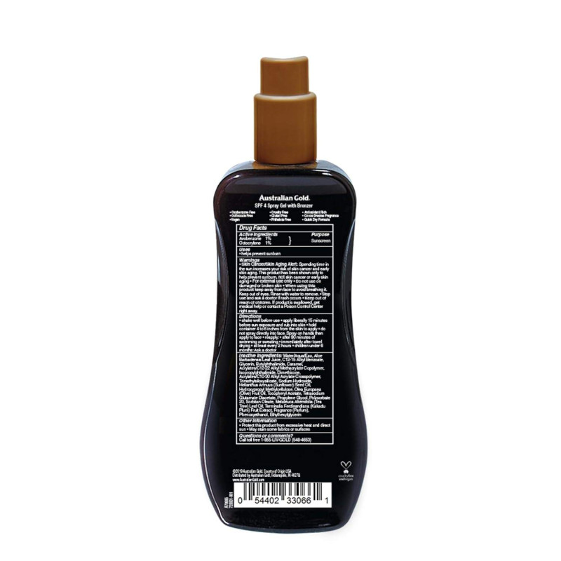 Australian Gold Protector solar de gel en + bronceador instantáneo SPF 4 Australian Gold Protector solar de gel en + bronceador instantáneo SPF 4