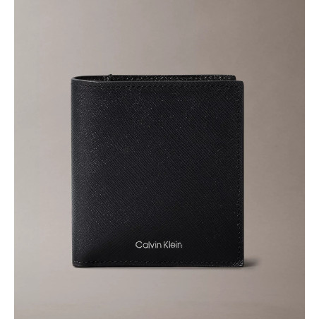 Calvin Klein Billetera Plegable Saffiano Negro