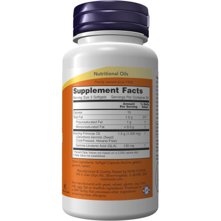 Aceite de Onagra 500 mg Now Evening Primrose