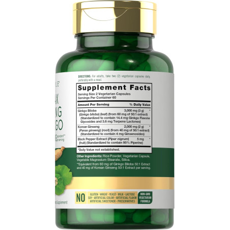 Ginseng Panax & Ginkgo Biloba 5.000mg Carlyle