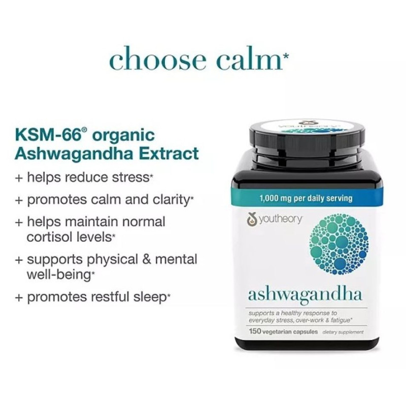 Ashwagandha con KSM-66 Youtheory 150cap Ashwagandha con KSM-66 Youtheory 150cap
