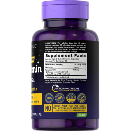Melatonina 10mg + Ashwagandha Carlyle