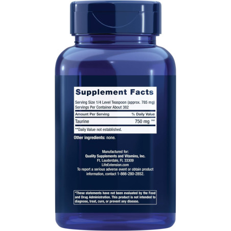 Taurina Life Extension 750mg Polvo