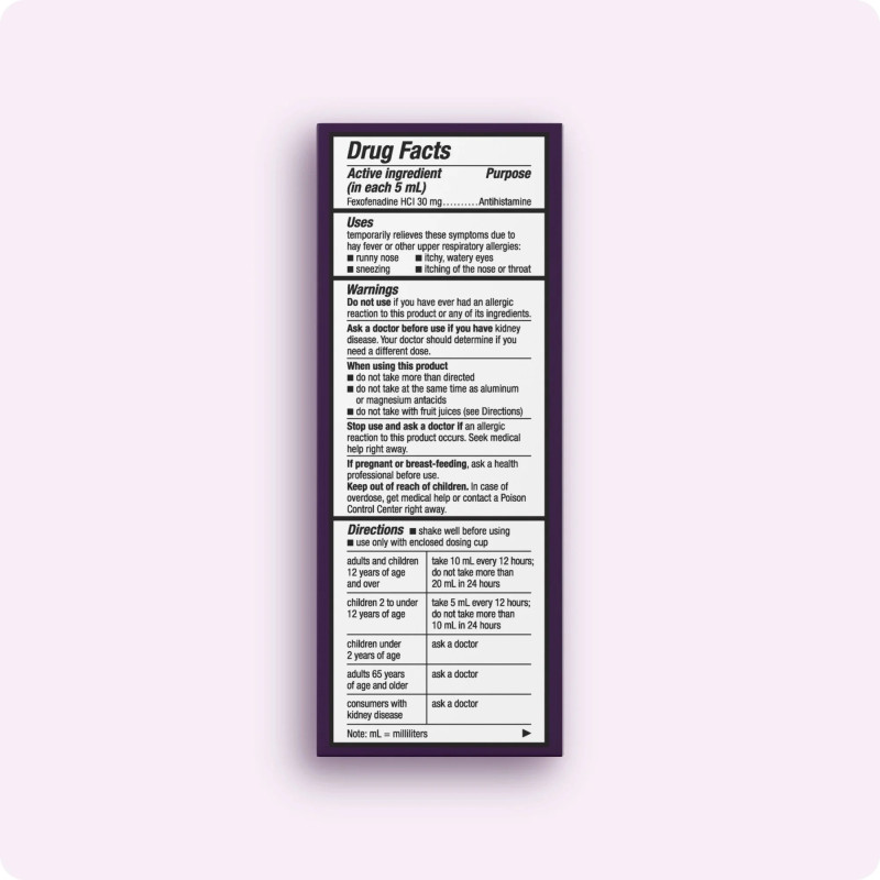 Antialérgico Allegra Children´s 30mg/5ml Suspensión Antialérgico Allegra Children´s 30mg/5ml Suspensión