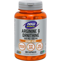 Arginina & Ornitina Now Sports 500mg/250mg 100cap