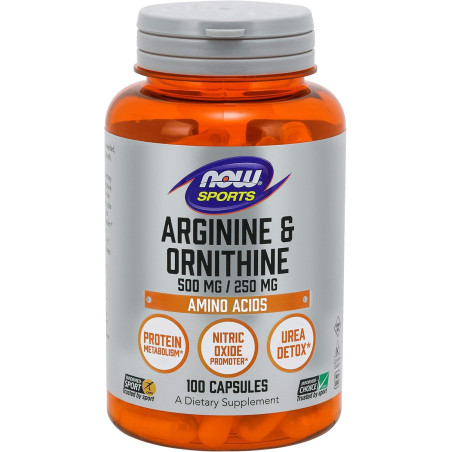 Arginina & Ornitina Now Sports 500mg/250mg 100cap