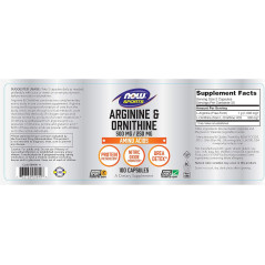 Arginina & Ornitina Now Sports 500mg/250mg 100cap