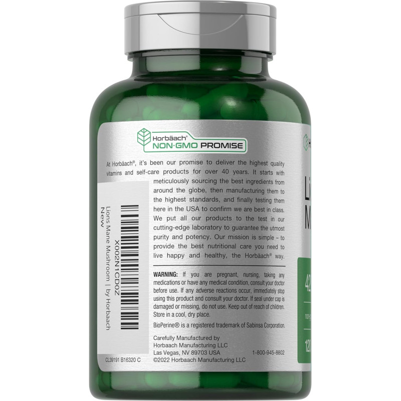 Hongo Melena de León Horbaach 4.200mg 120cap Hongo Melena de León Horbaach 4.200mg 120cap