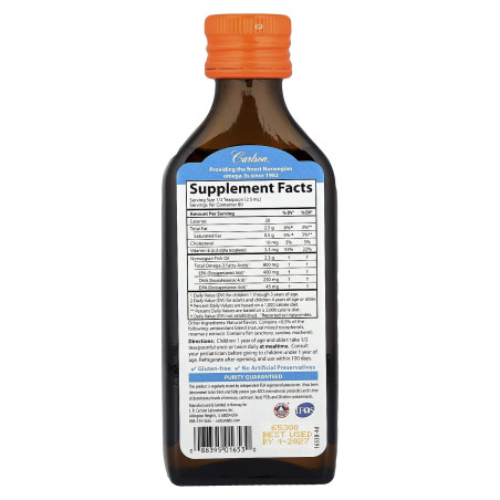 Omega 3 Carlson Kid's 800mg Líquido Naranja Natural