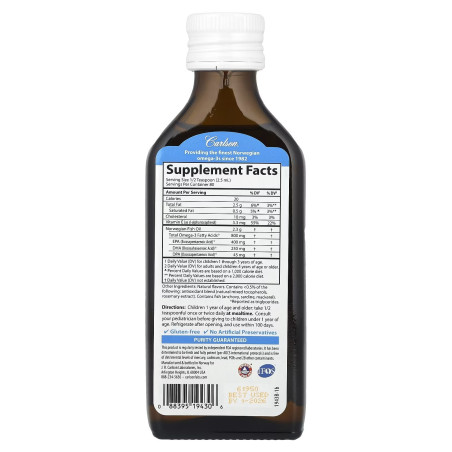 Omega 3 Carlson Kid's 800mg Líquido Melocotón