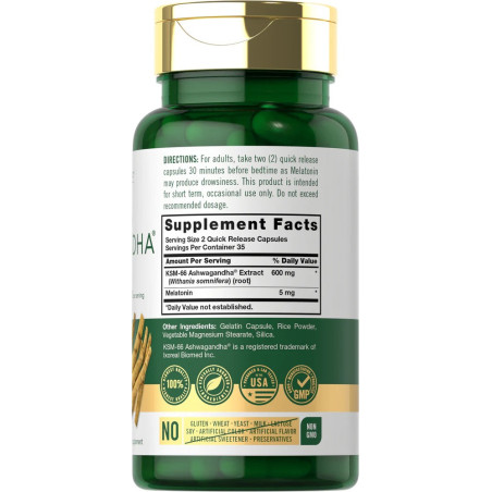 Ashwagandha Ksm-66 + Melatonina Carlyle 70cap