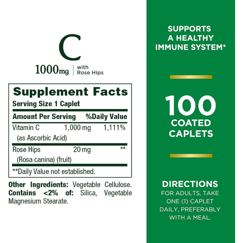 Vitamina C + Rosa Mosqueta Nature´s Bounty 1.000mg 100cap Vitamina C + Rosa Mosqueta Nature´s Bounty 1.000mg 100cap