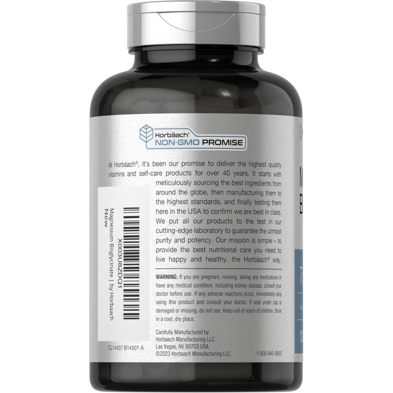 Bisglicinato de Magnesio Horbaach 750mg 120cap Bisglicinato de Magnesio Horbaach 750mg 120cap