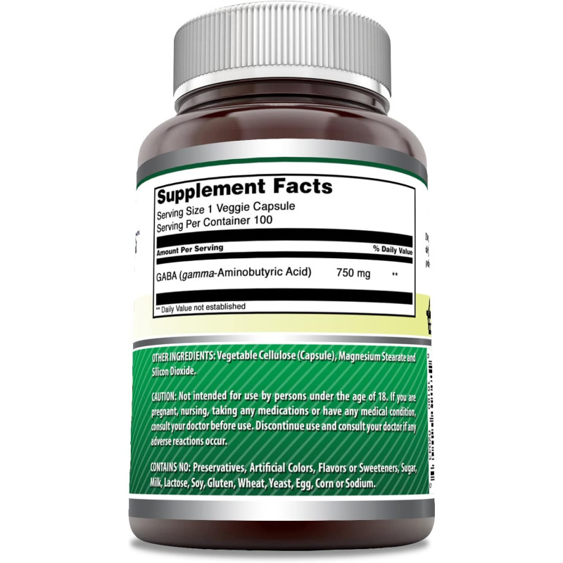 Gaba Amazing Formulas 750mg 100cap Gaba Amazing Formulas 750mg 100cap