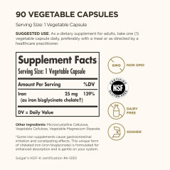 Hierro Bisglicinato Solgar 25mg 90cap