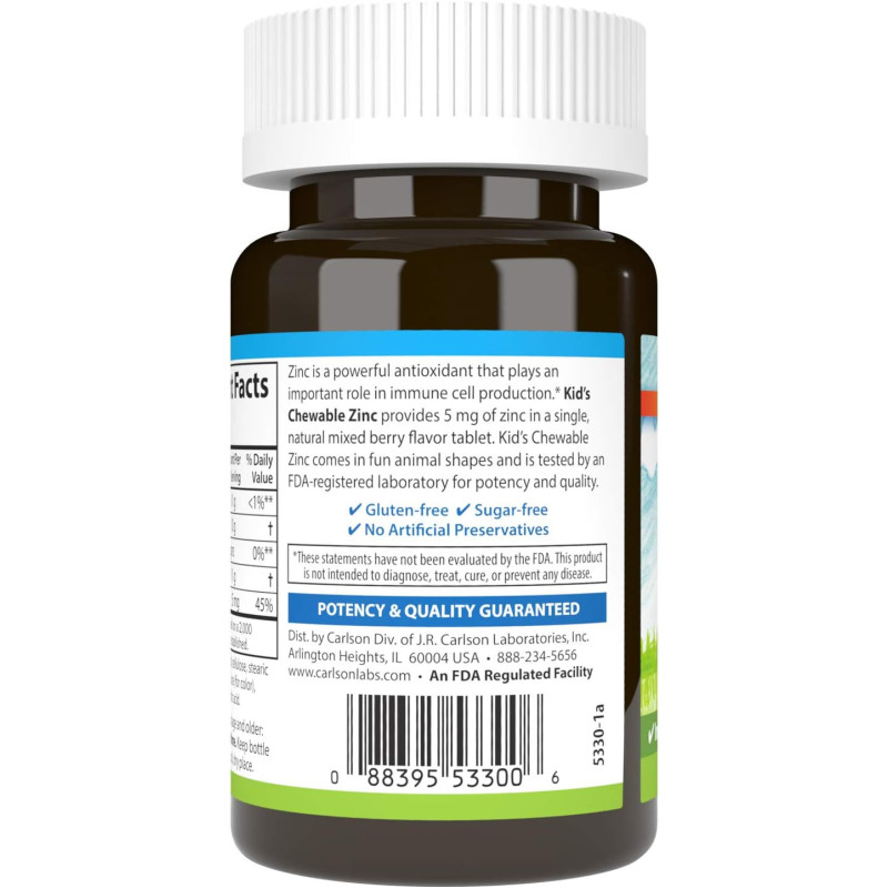 Zinc Carlson 5mg 42tab Masticables Zinc Carlson 5mg 42tab Masticables