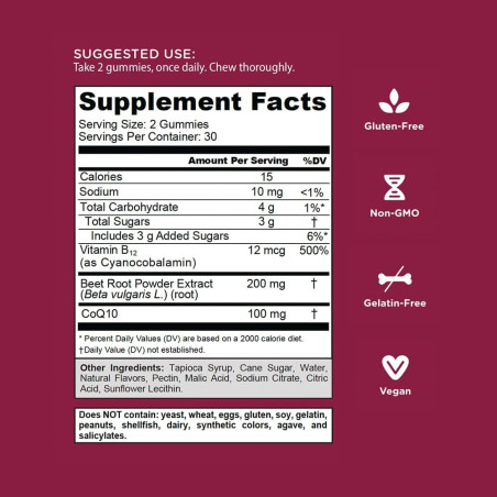 Beets Cardio Golí Nutrition 60 gomitas