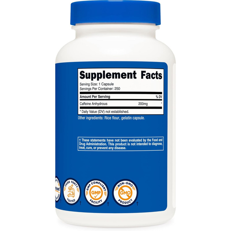 Cafeína Nutricost 200mg 250tab Cafeína Nutricost 200mg 250tab