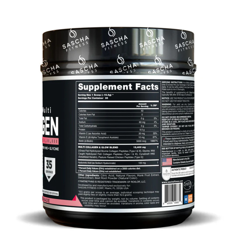 Sascha Fitness Polvo Colágeno Hidrolizado Limonada Fresa