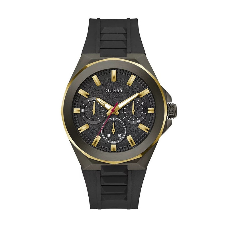 Guess Reloj Multifunción Silicona Negra 46mm