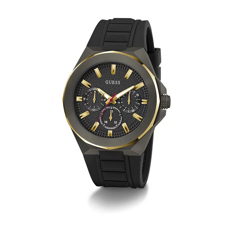 Guess Reloj Multifunción Silicona Negra 46mm