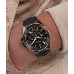 Guess Reloj Multifunción Silicona Negra 46mm