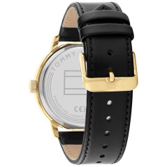 Tommy Hilfiger Reloj Cuero Negro Esfera Dorado/Negro 44mm