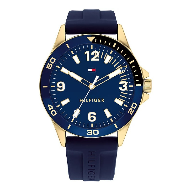 Tommy Hilfiger Reloj Silicón Azul Esfera Dorado Azul 44mm