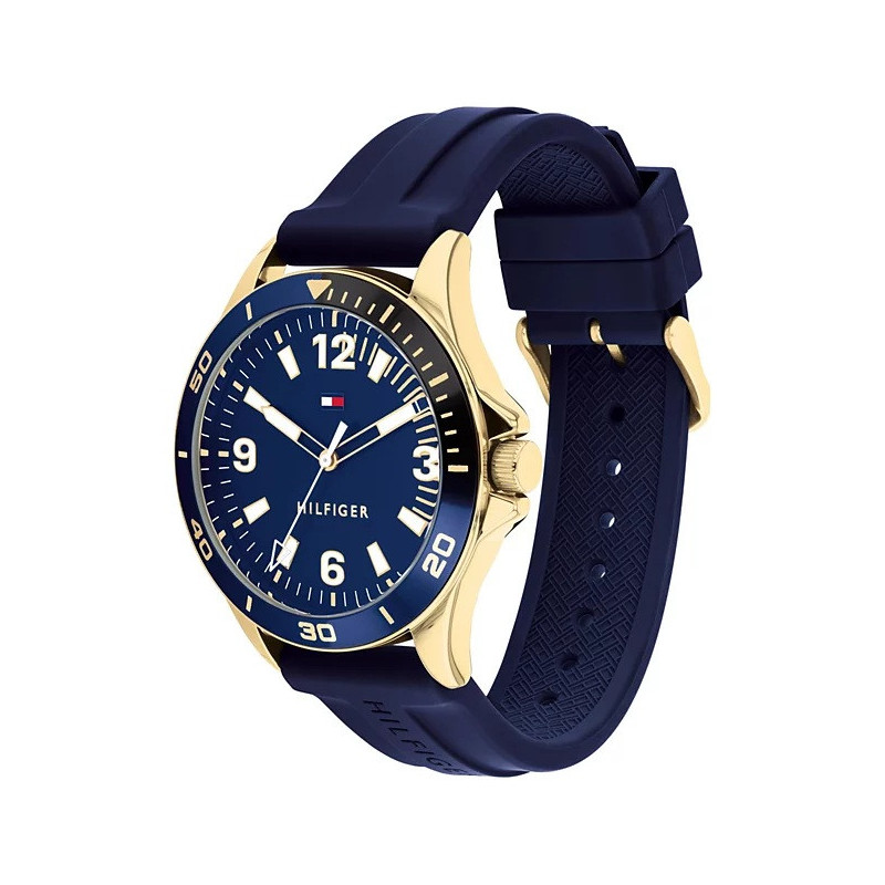 Tommy Hilfiger Reloj Silicón Azul Esfera Dorado Azul 44mm
