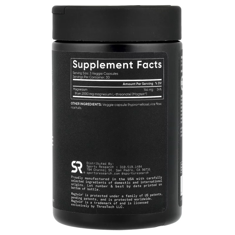 Treonato de Magnesio Sports Research  Magtein 90cap