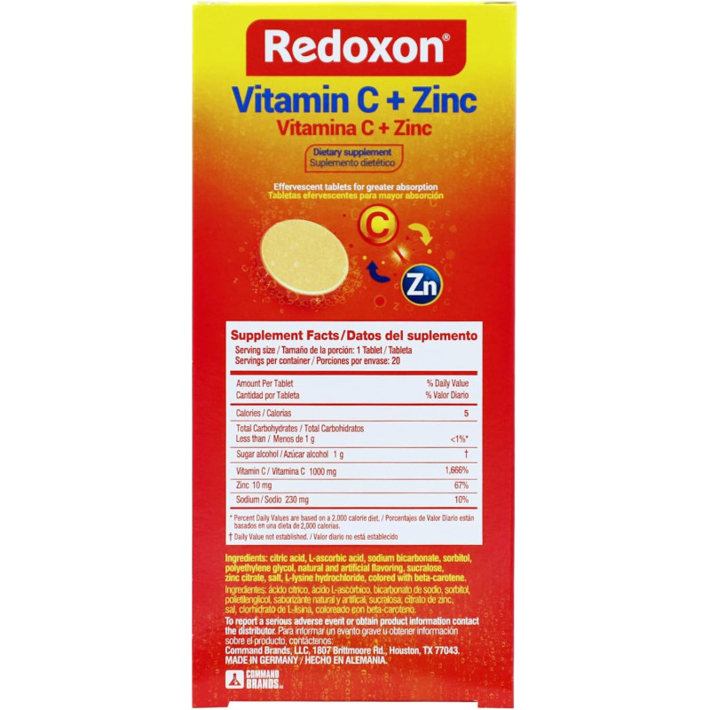 Vitamina C-1000 + Zinc Redoxon 20tab