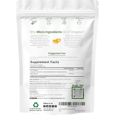 Aceite de Orégano + Aceite de Semilla Negra Micro Ingredients 300cap