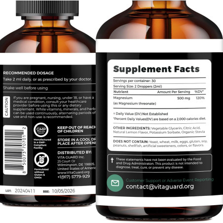 Treonato de Magnesio Vita Guard 500mg 60 ml