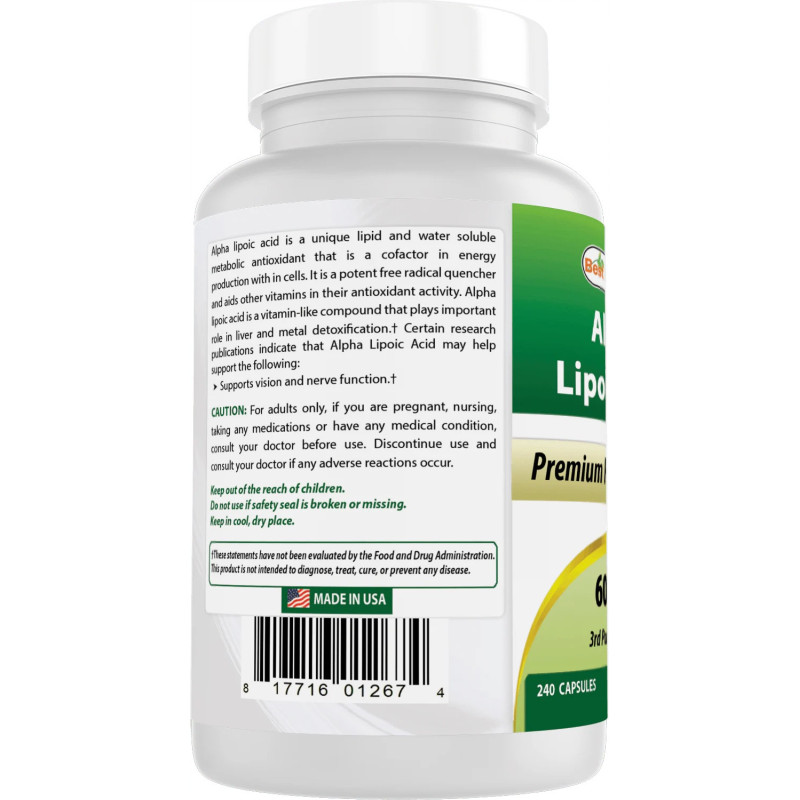 Ácido Alfa Lipoico Best Naturals 600mg 240cap Ácido Alfa Lipoico Best Naturals 600mg 240cap