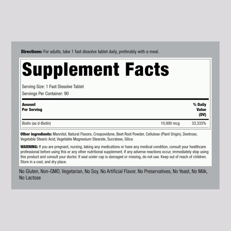 Biotin Piping Rock 10.000mcg 90tab