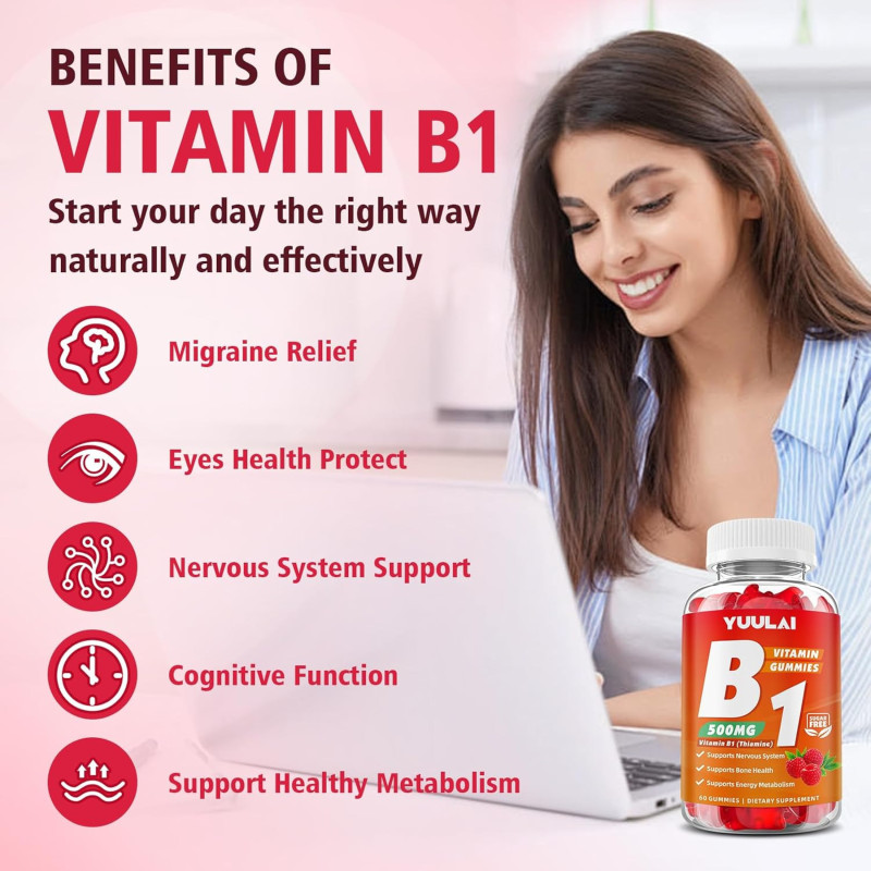 Vitamina B-1 Yuulai 500mg 60gom