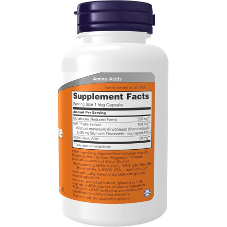 Glutatión Now 500mg 60cap