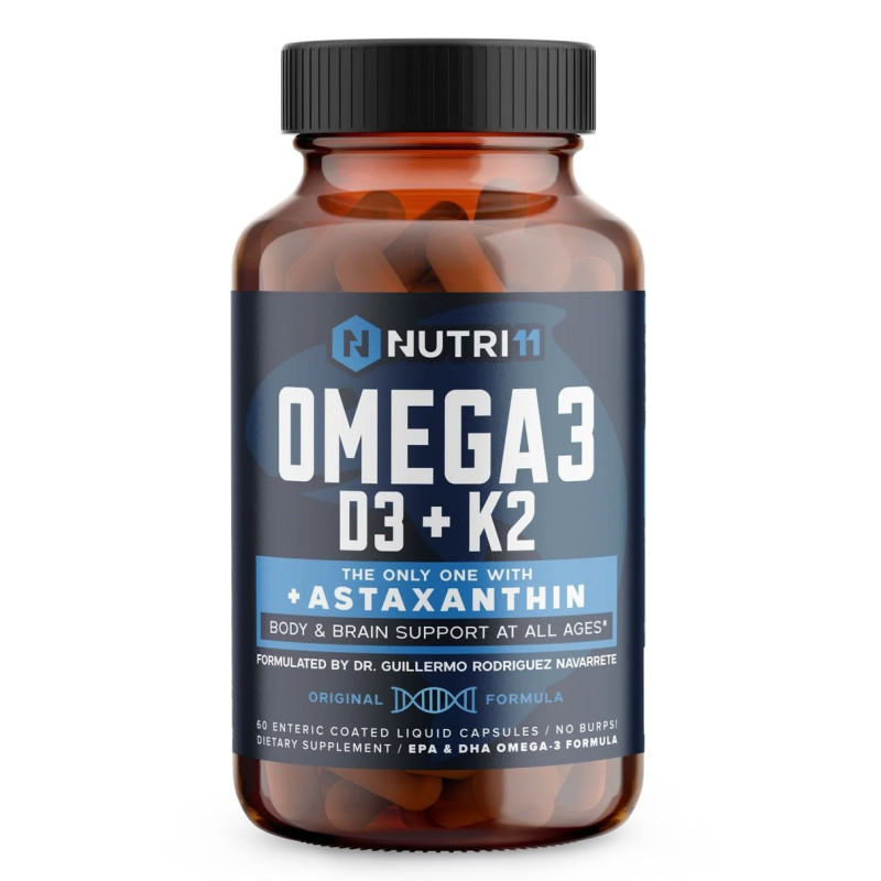 Omega 3 + D3 + K2 con Astaxantina Nutri11 60cap