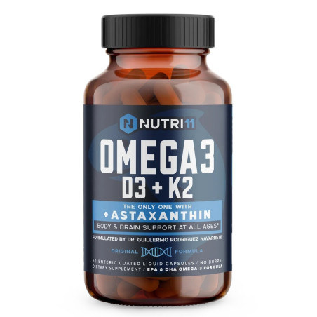Omega 3 + D3 + K2 con Astaxantina Nutri11 60cap