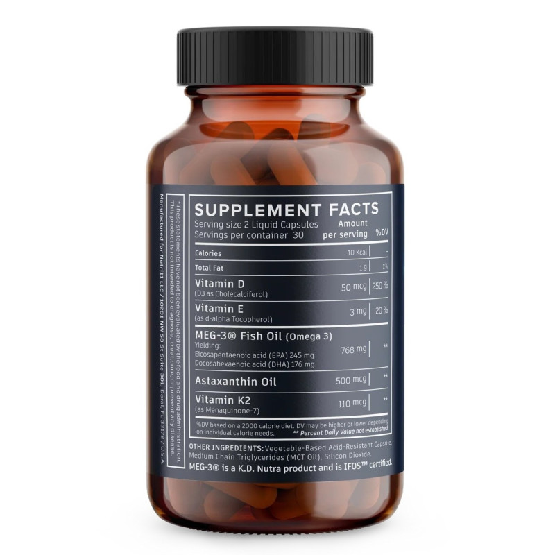 Omega 3 + D3 + K2 con Astaxantina Nutri11 60cap