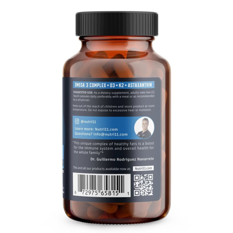 Omega 3 + D3 + K2 con Astaxantina Nutri11 60cap