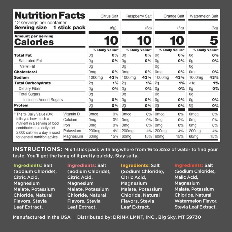 Mezcla de Bebida de Electrolitos LMNT