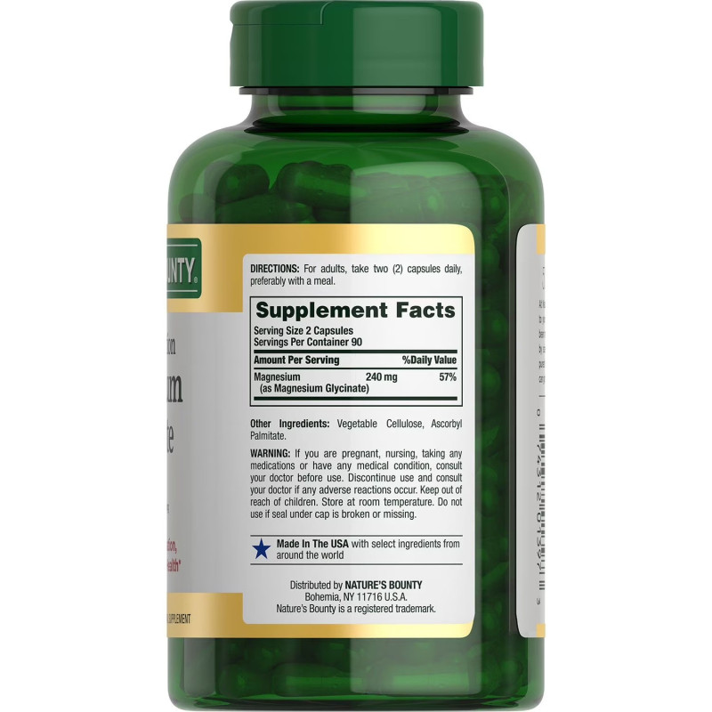 Glicinato de Magnesio Nature´s Bounty 240mg 180cap