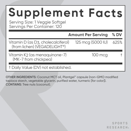 Vitamina D3+K2 Sports Research 120cap