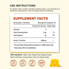 Acetyl L-Carnitina Zetelixia 2.000mg 60gom