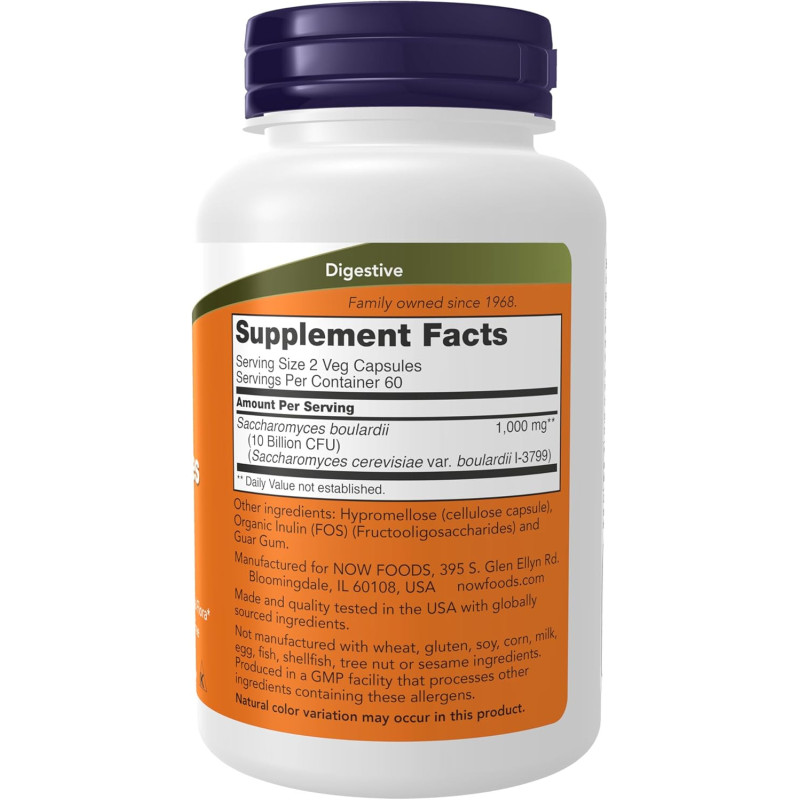 Probióticos Saccharomyces Boulardii Now 5 billones 120cap